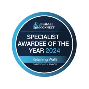 At Retaining Walls Christchurch, we do award-winning retaining wall solutions — proudly named Specialist Awardee of the Year 2025 in the Christchurch Region Awards.