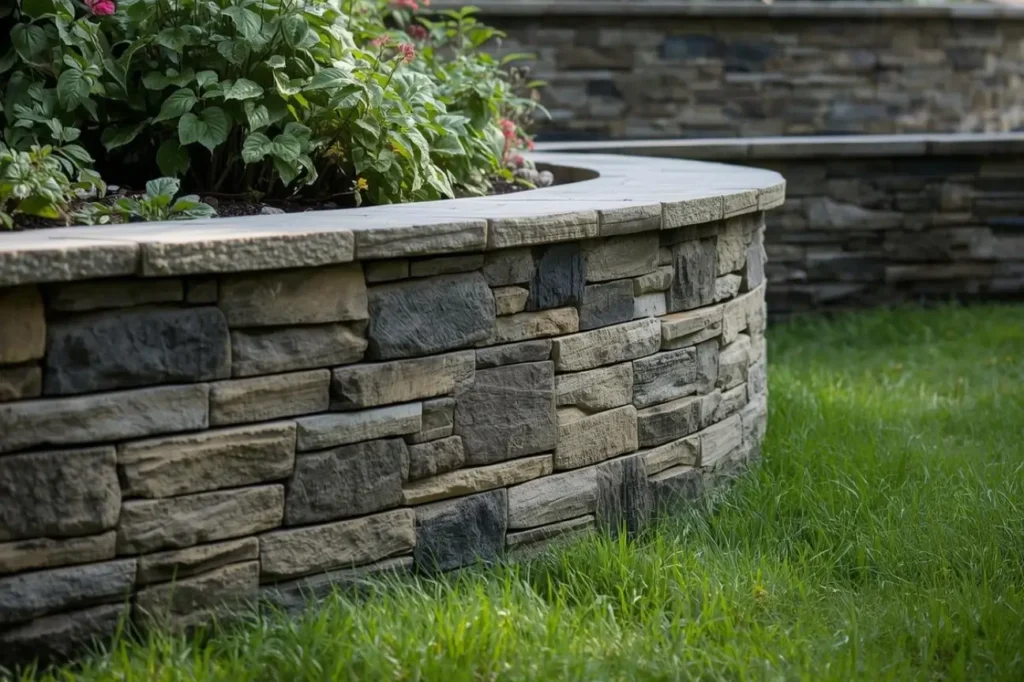 Stone garden wall built by the Best Retaining Wall Builders in Christchurch showcasing the work of Retaining Walls Christchurch
