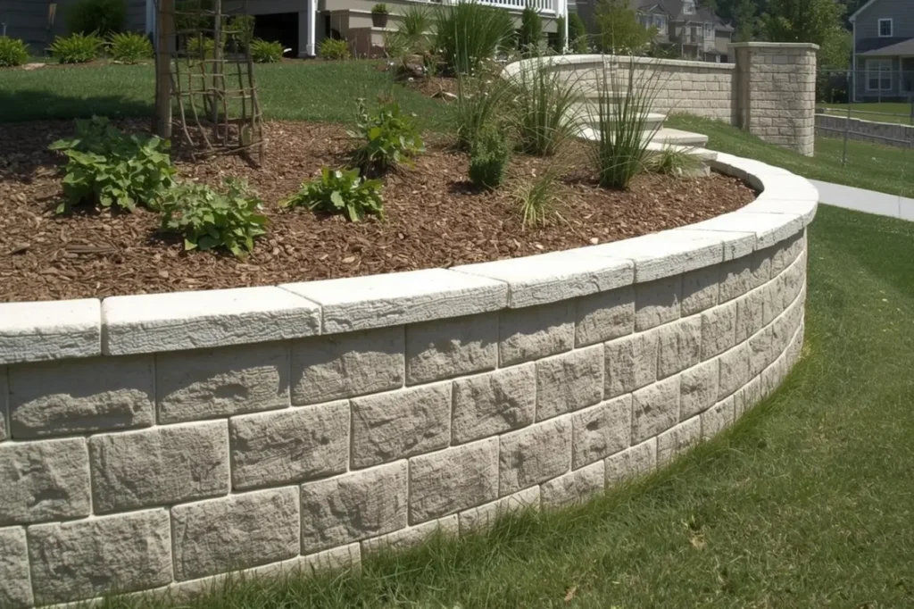Light block retaining wall built by retaining walls specialists ashburton Retaining Walls Ashburton with clean garden design and solid support
